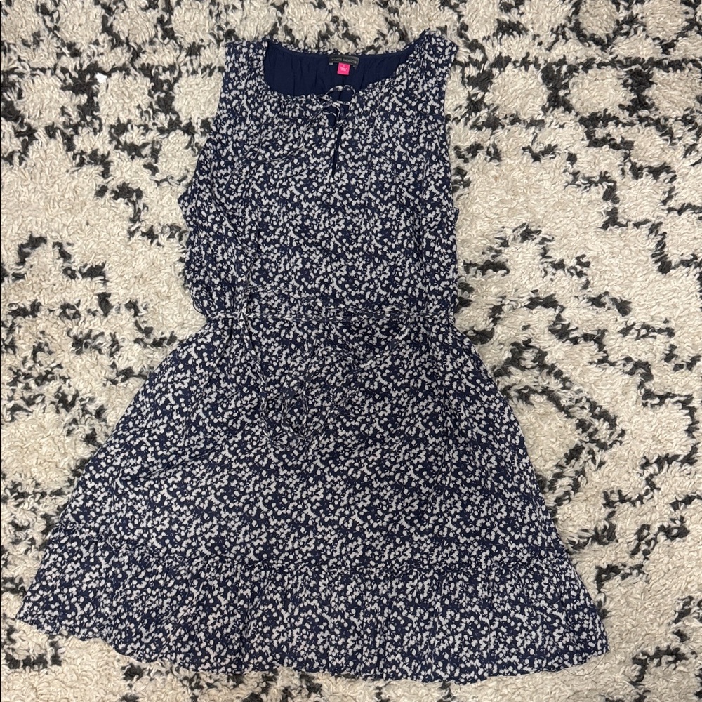 Vince Camuto Navy and White Patterned Dress
